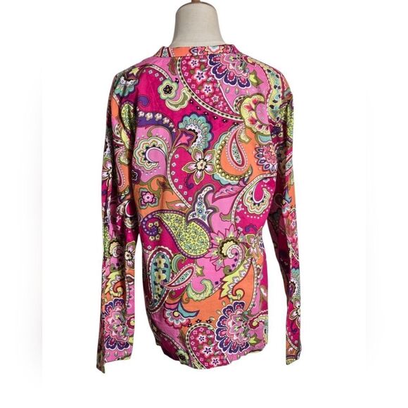 Vera Bradley Pink Vibrant Paisley Women's Button Down Top - Picture 4 of 6